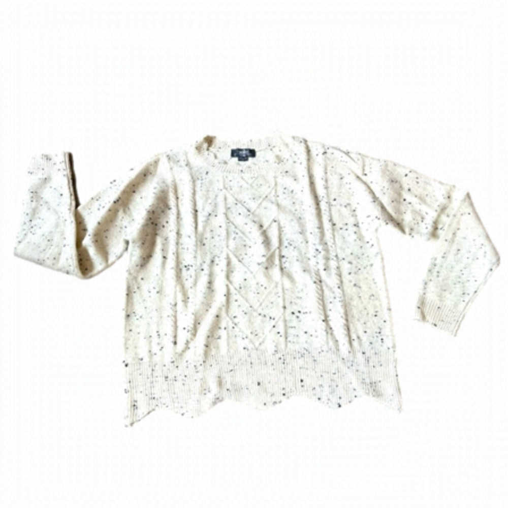 Belle by Belldini Cream and Black Knit Crew Neck Sweater - NWOT Small